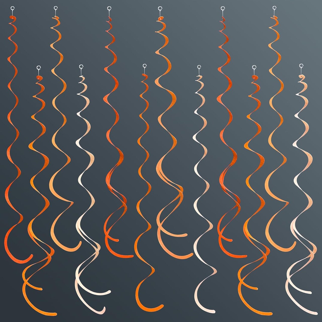 36 Pcs Orange Hanging Swirl Decorations - Ombre Felt Ceiling Streamers for Fall Harvest, Thanksgiving Party, Autumn Wedding, & Pumpkin Baby Shower Decor